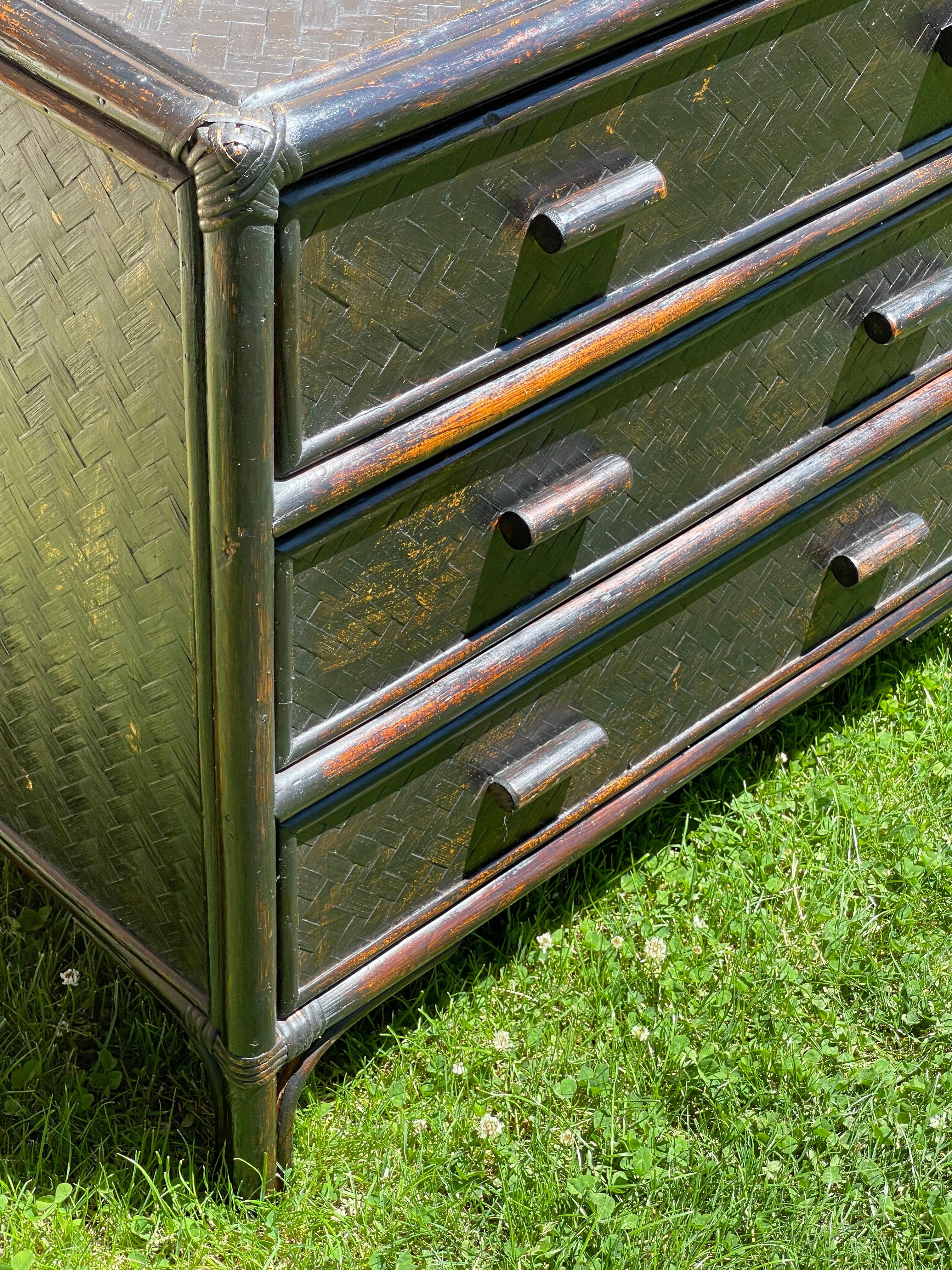 Vintage rattan chest of drawers