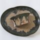 Pair of Denbac enamelled green and blue vide-poches.