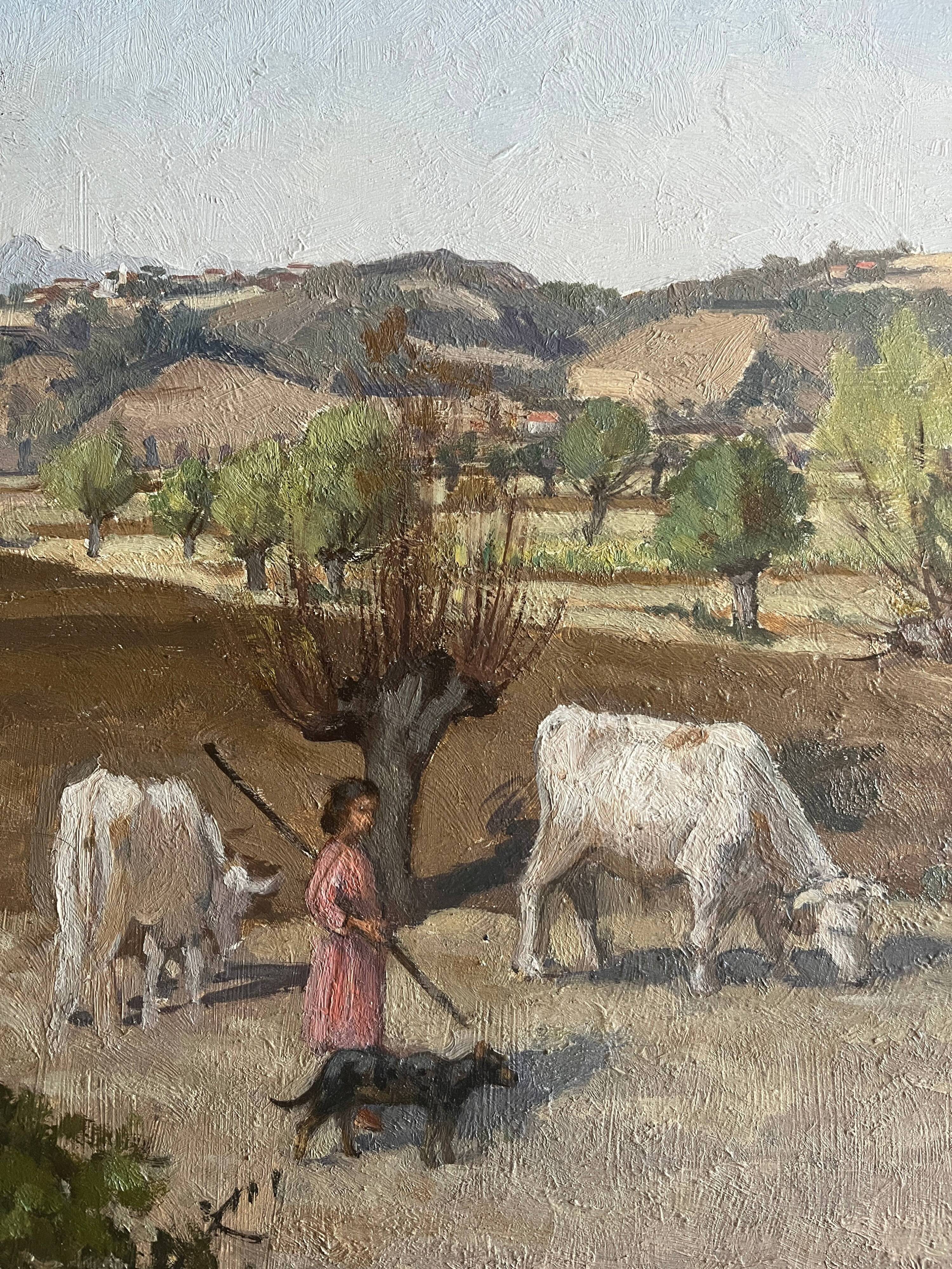 HSP painting "Orientalist Pastoral" signed Eugénie Clarac (1886/1960) Algiers
