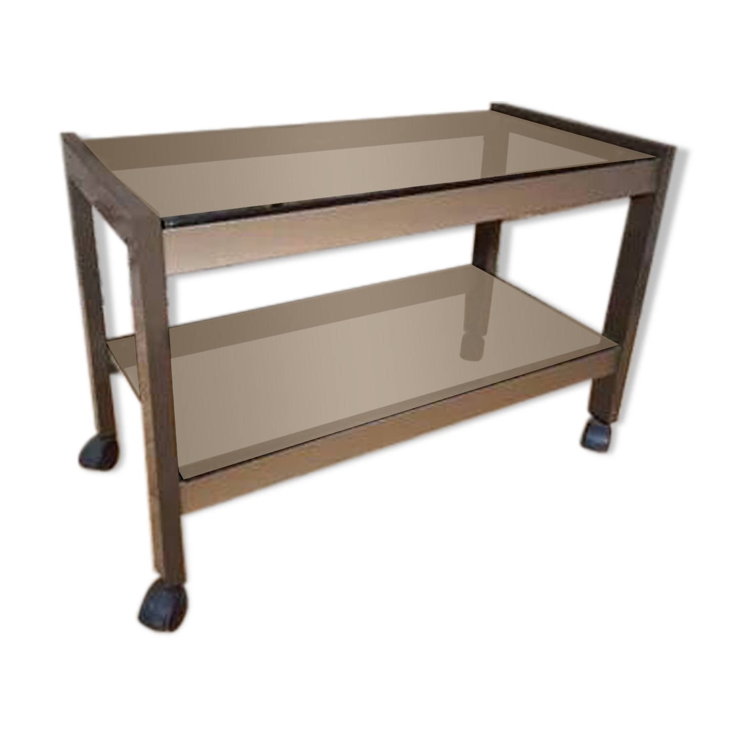 Title: "Chic" Trolley - Brushed Steel & Smoked Glass - Style G