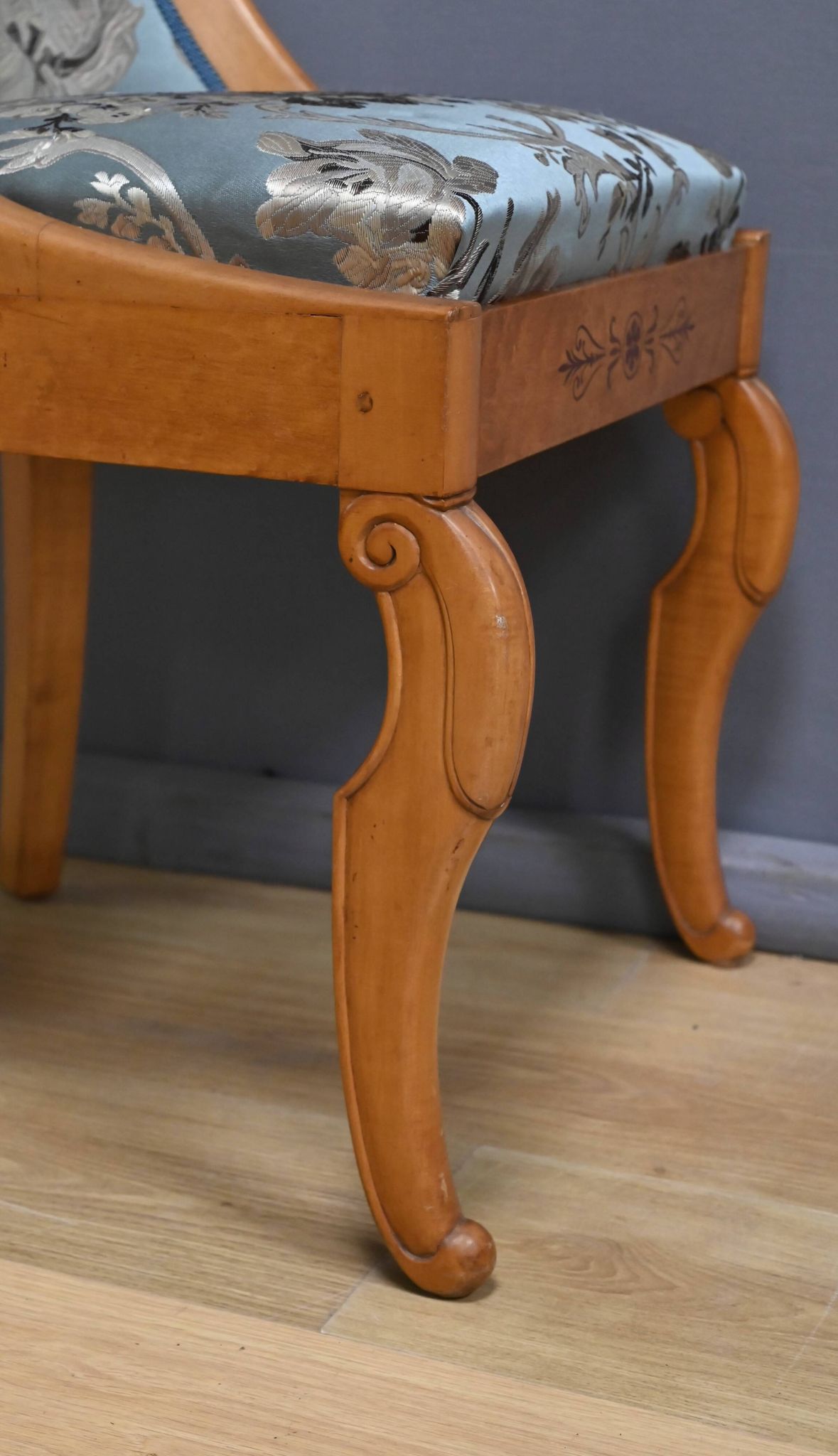 Gondola Chair in Cherry and Speckled Maple, Charles X Style – Mid-20th Century