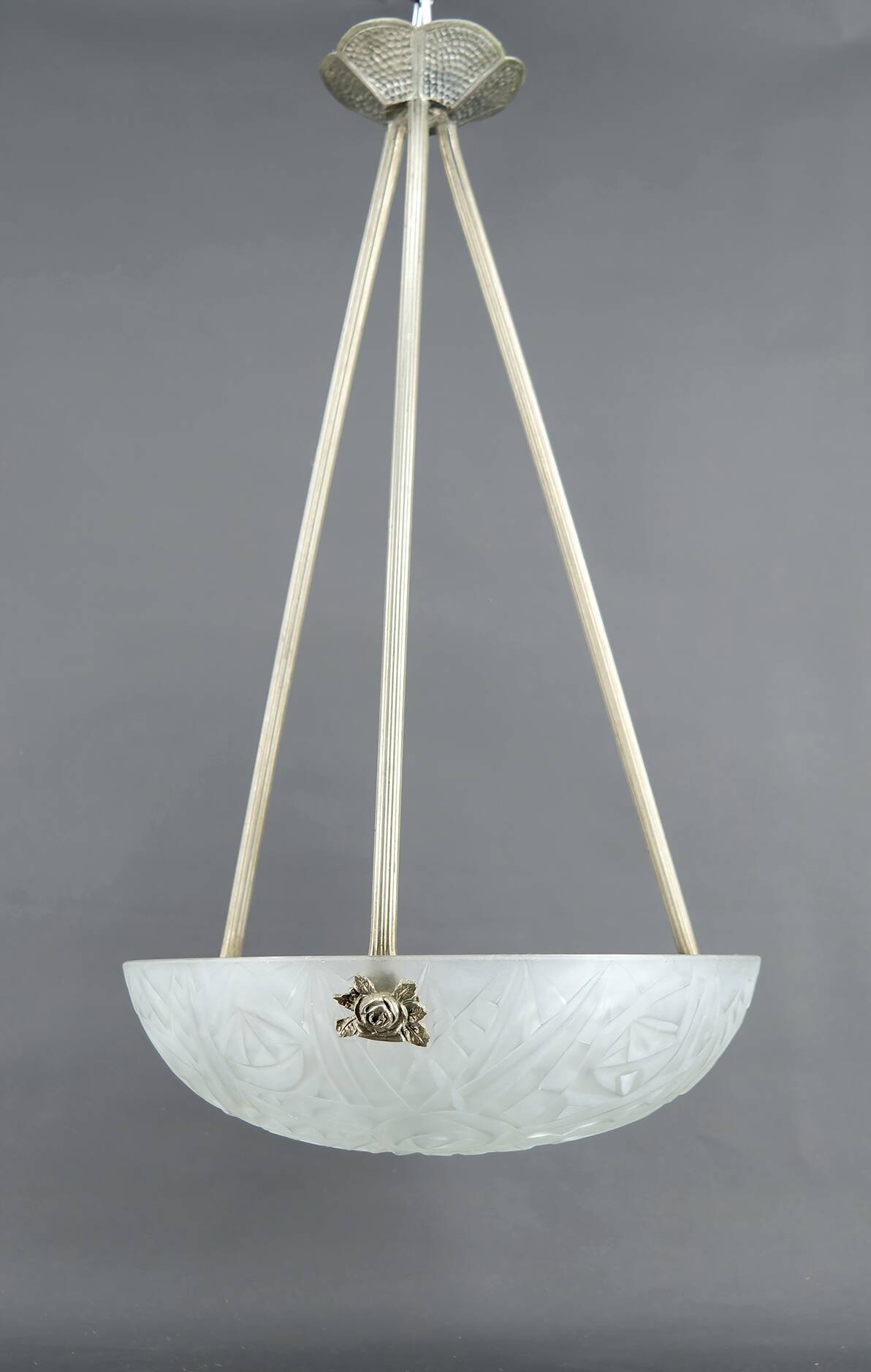 Chandelier / Basin by Noverdy, Silvered Bronze Mount, Art Deco, c. 1930