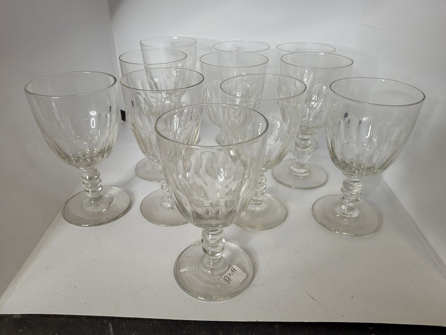 Set of 10 faceted wine or water glasses