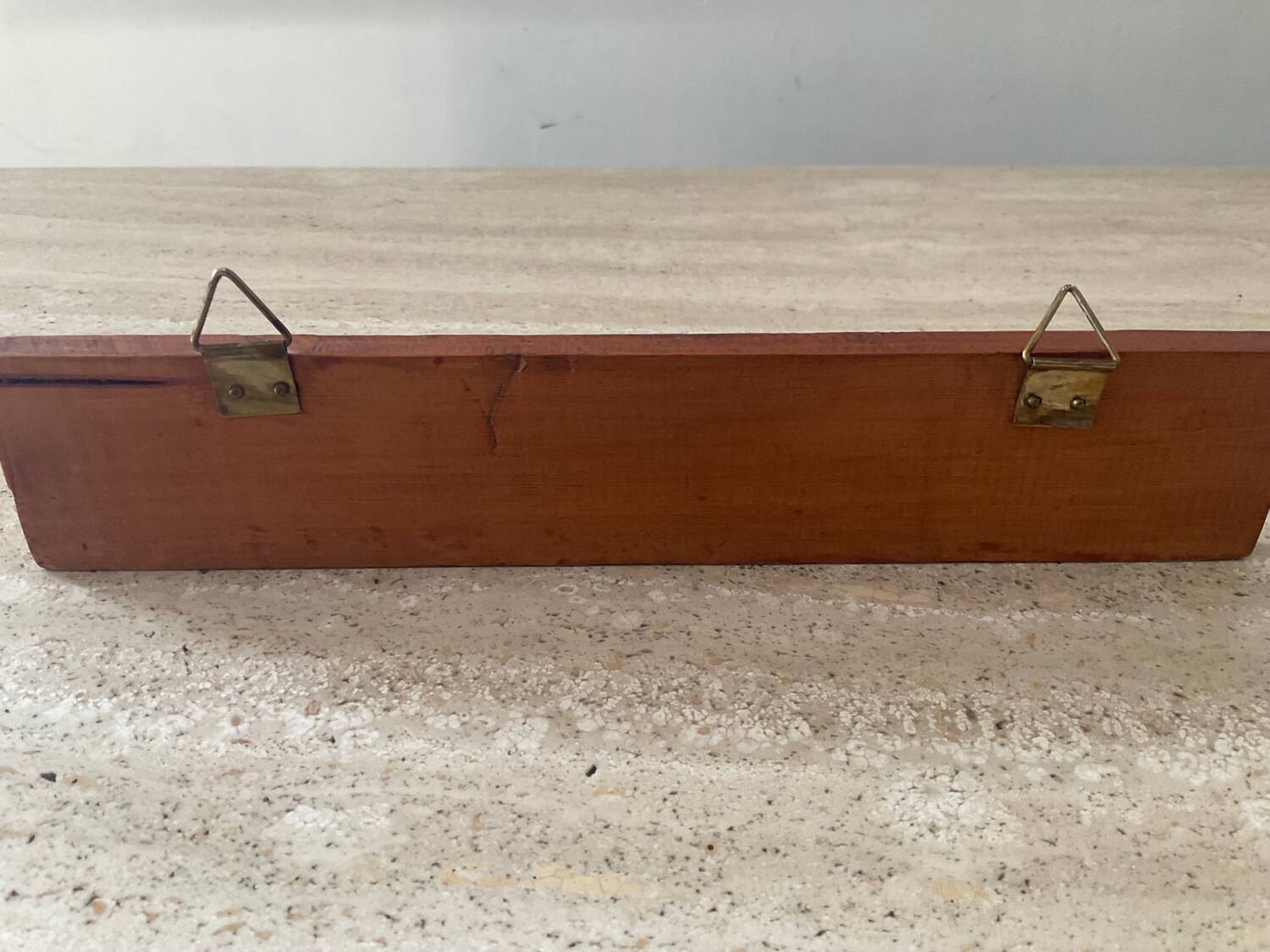Vintage teak and aluminum towel rack