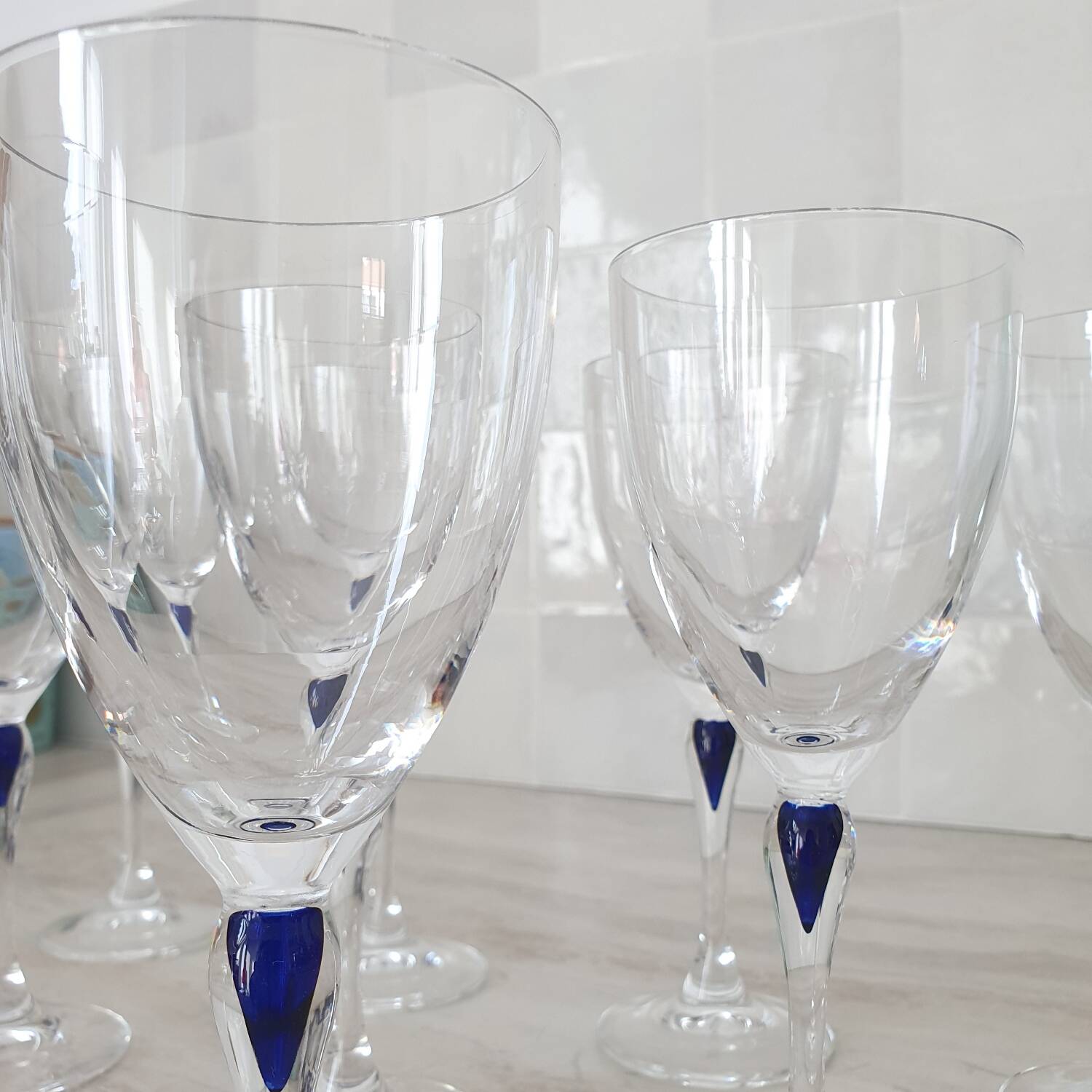 10 Crystal d'Arques glasses model Venice Sapphire blue