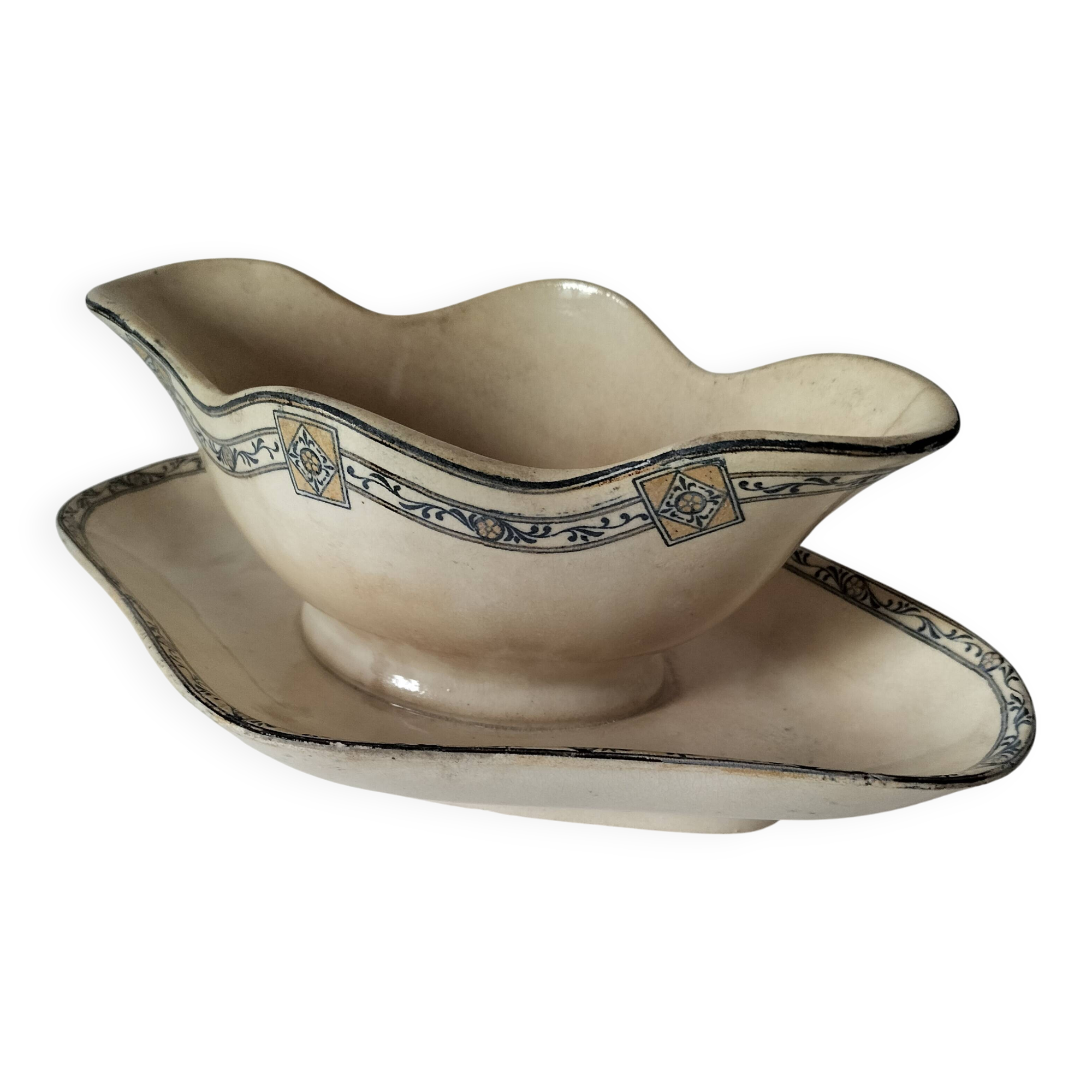 Antique ironstone gravy boat, E.C. Salins Royal model