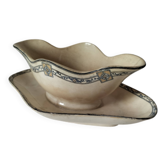 Antique ironstone gravy boat, E.C. Salins Royal model