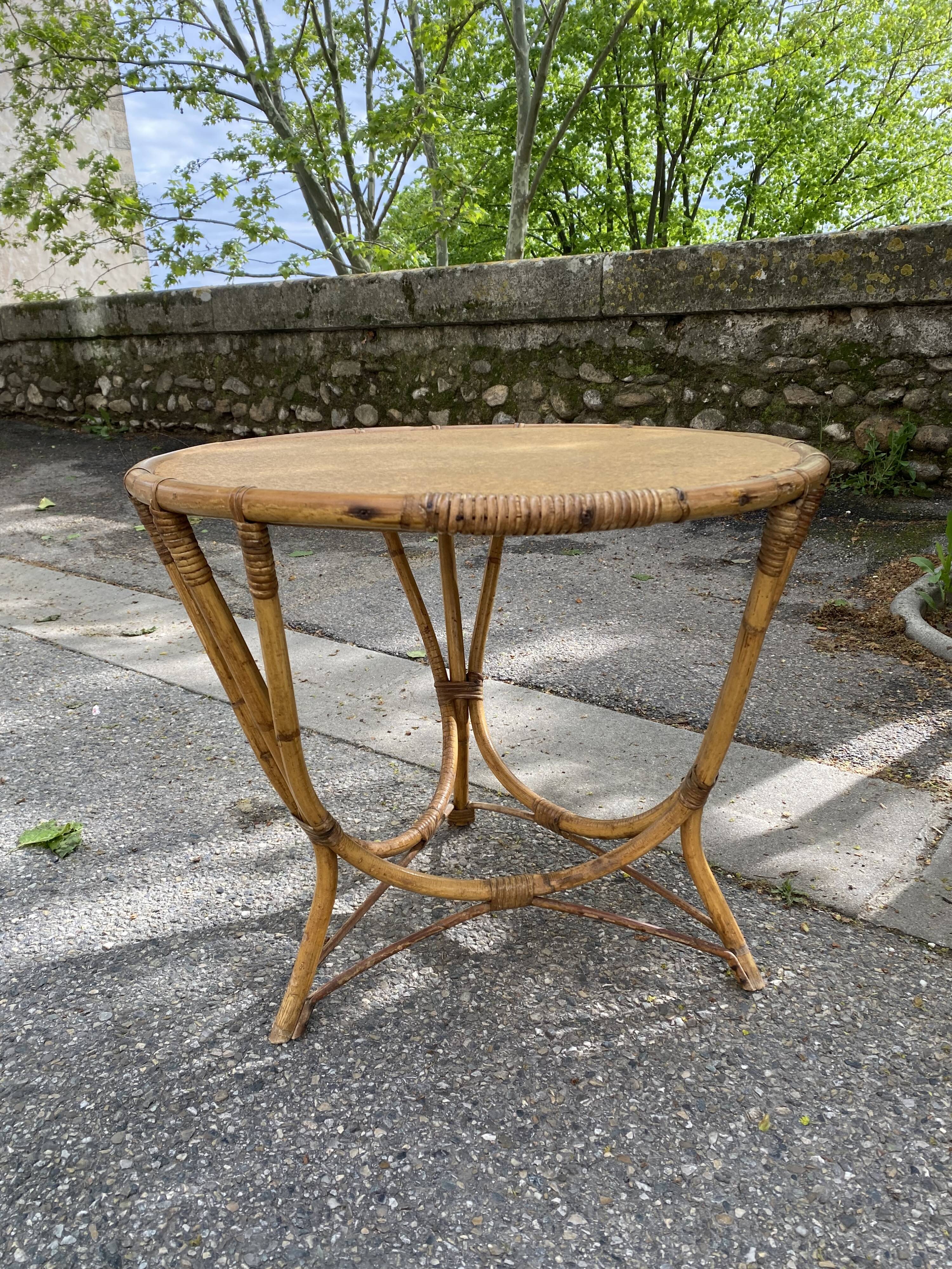 Vintage rattan table