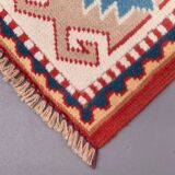 Old turkish kazak rug 140x83 cm vintage, red and blue