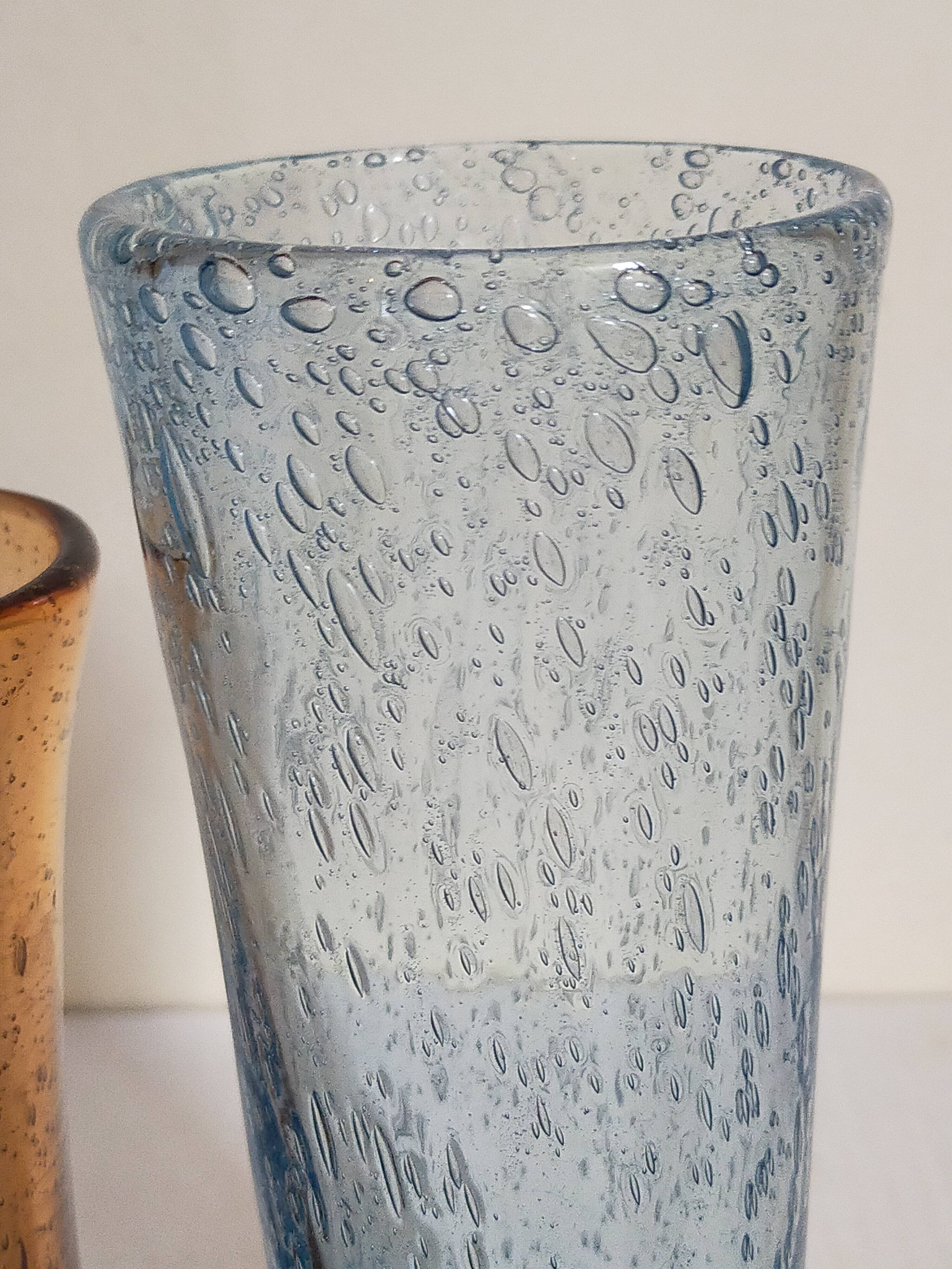 Duo of vintage blown glass vases from Biot