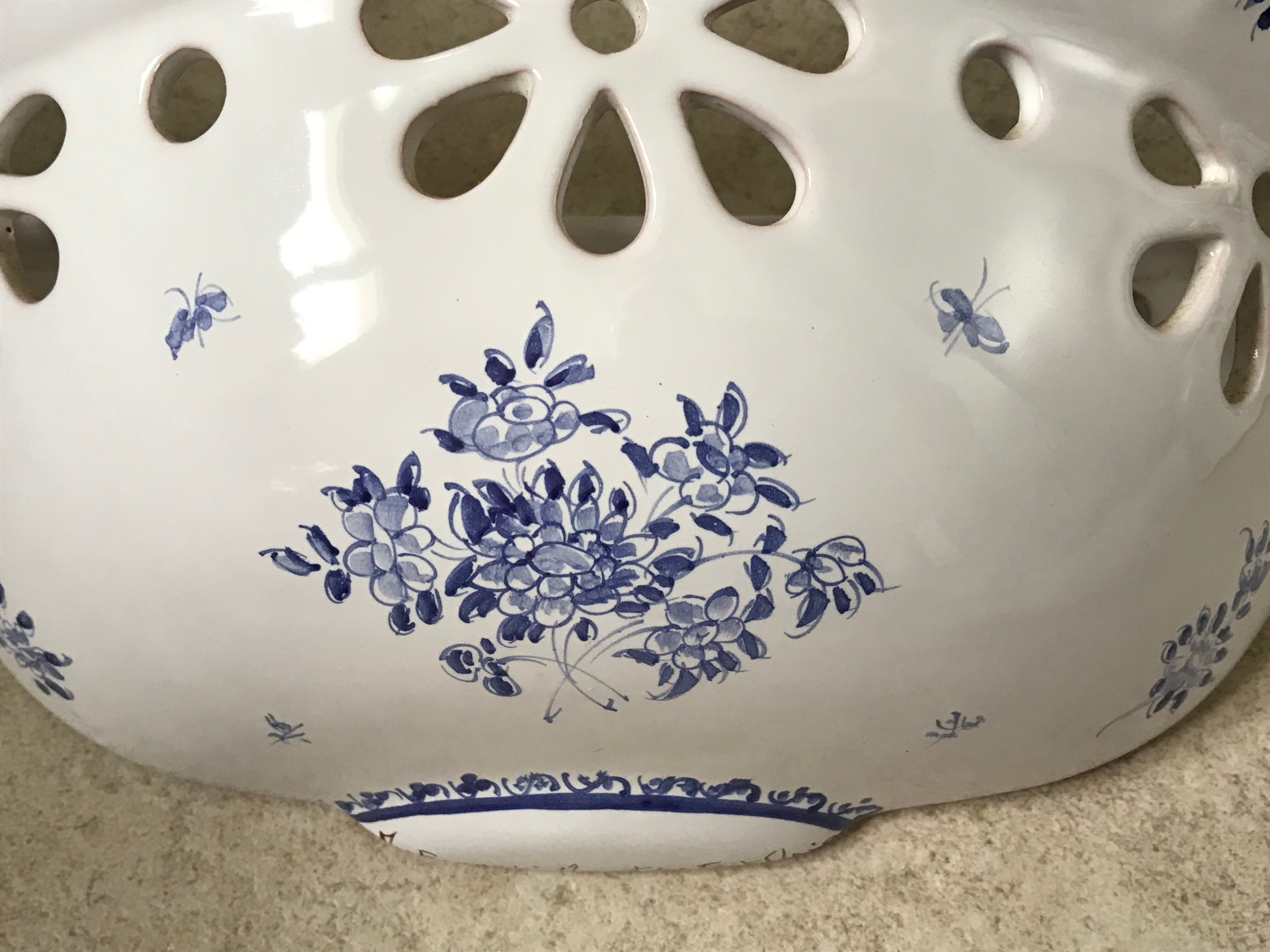 Pair of ceramic moustiers sconces