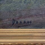 HC Darn (N°2) : Huile sur toile représentant un paysage de campagne animé