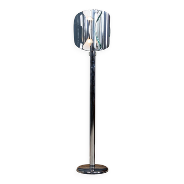 20th century italian chrome & glass floor lamp attributable to max ingrand