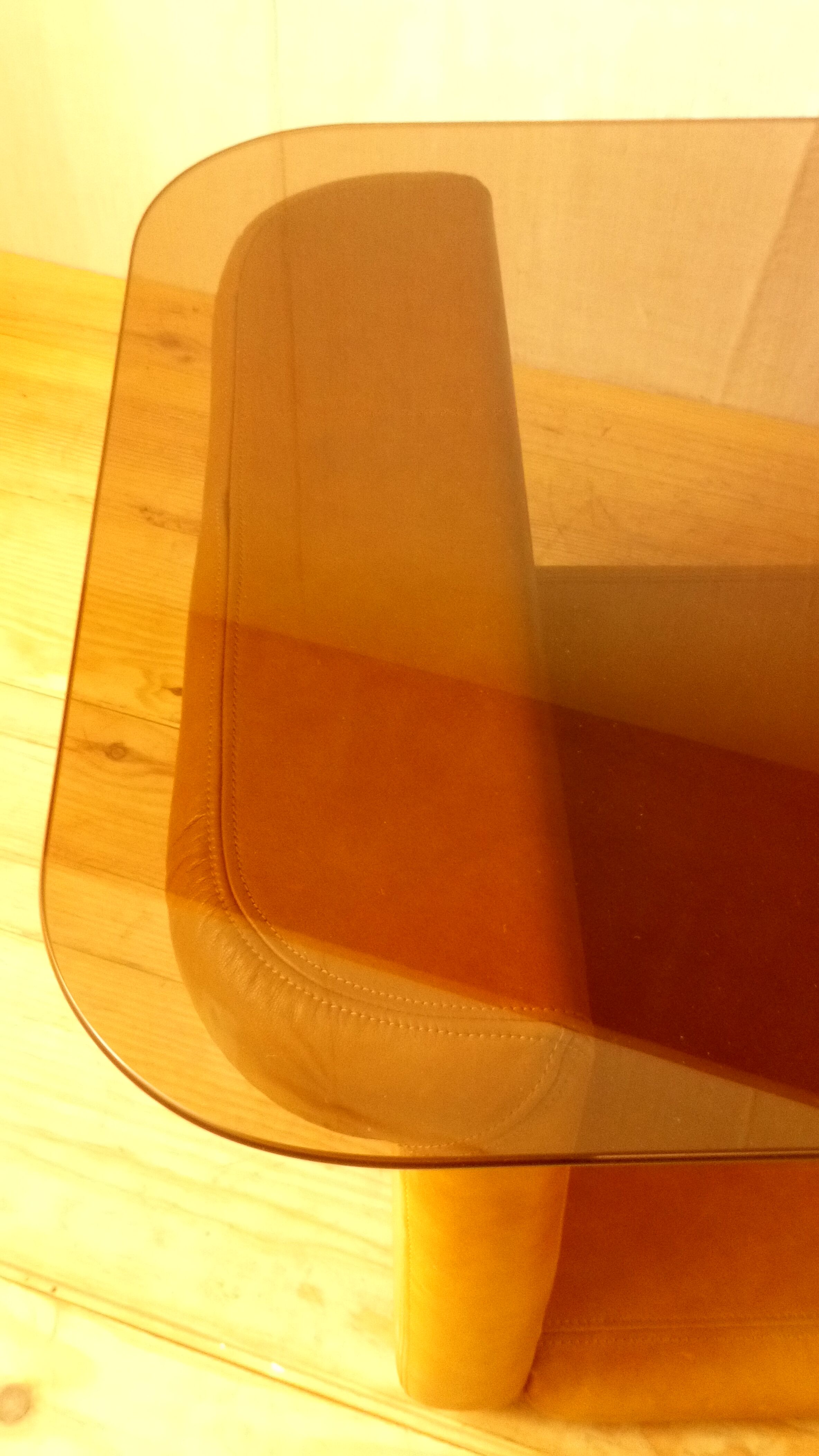 Coffee table in leather Roche Bobois years 70/80