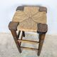 High stool in wood and straw