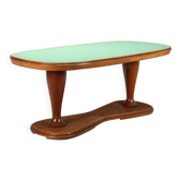 Vintage table in solid beech and glass, design, Italy, 1950s