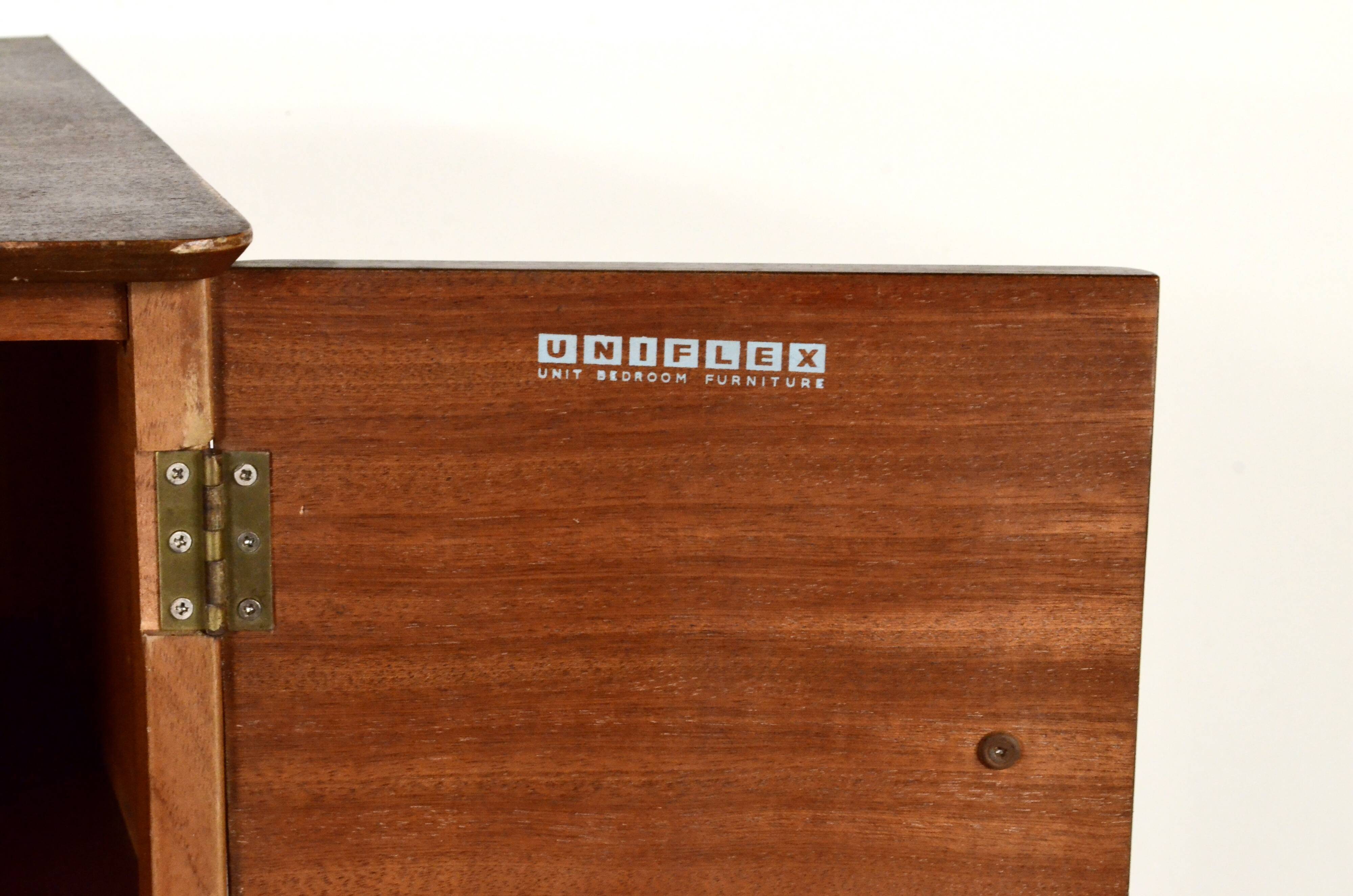 Vintage Midcentury Uniflex Walnut And Teak Sideboard / Dressing Table.