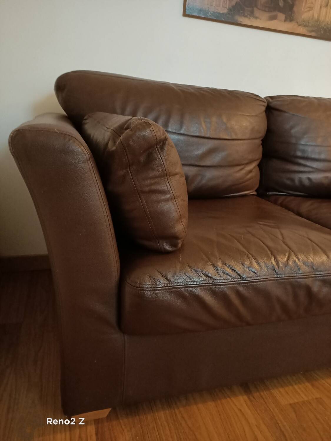 Brown leather sofa