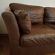 Brown leather sofa
