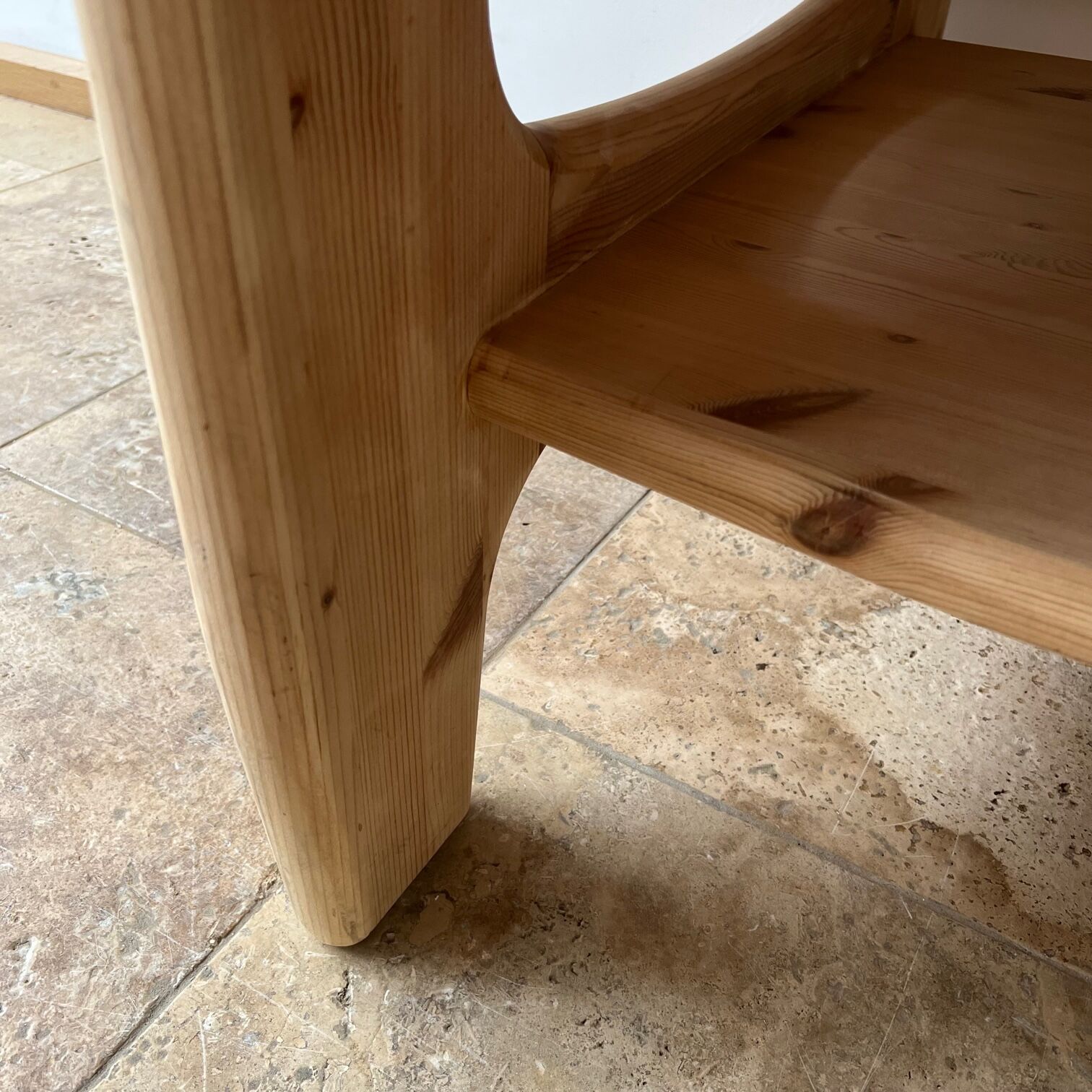 Danish mid-century free form pine coffee table