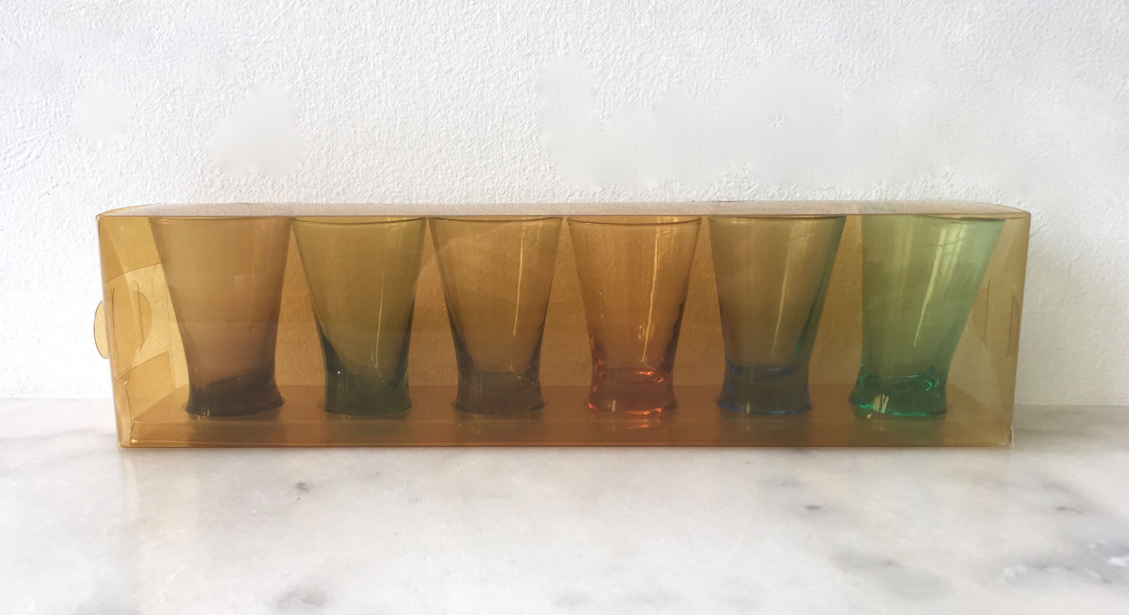 Set of 6 colored alcohol glasses