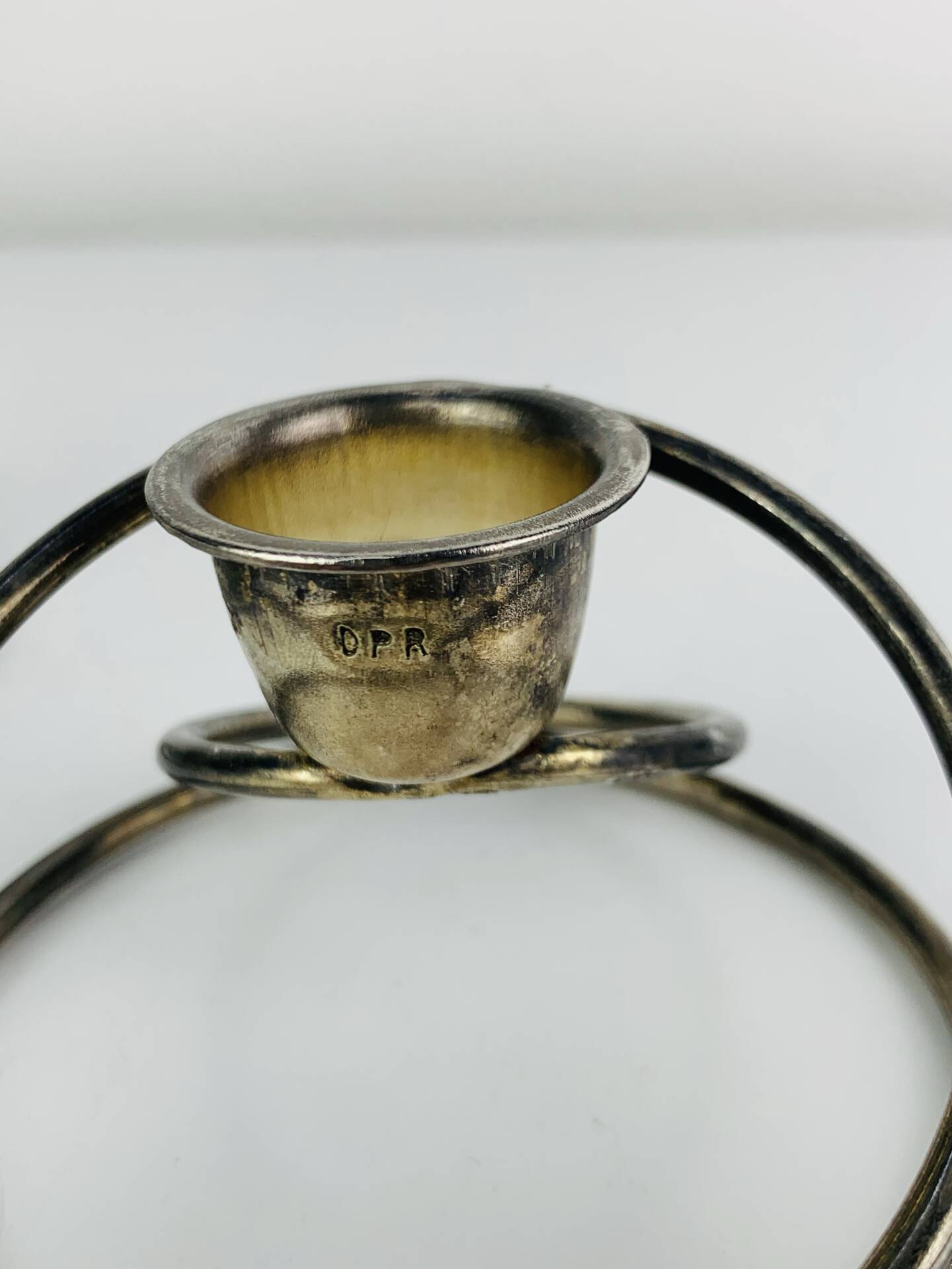 Pair of silver-plated metal candlesticks, vintage