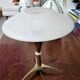 Scandinavian style lamp in teak, brass and opaline