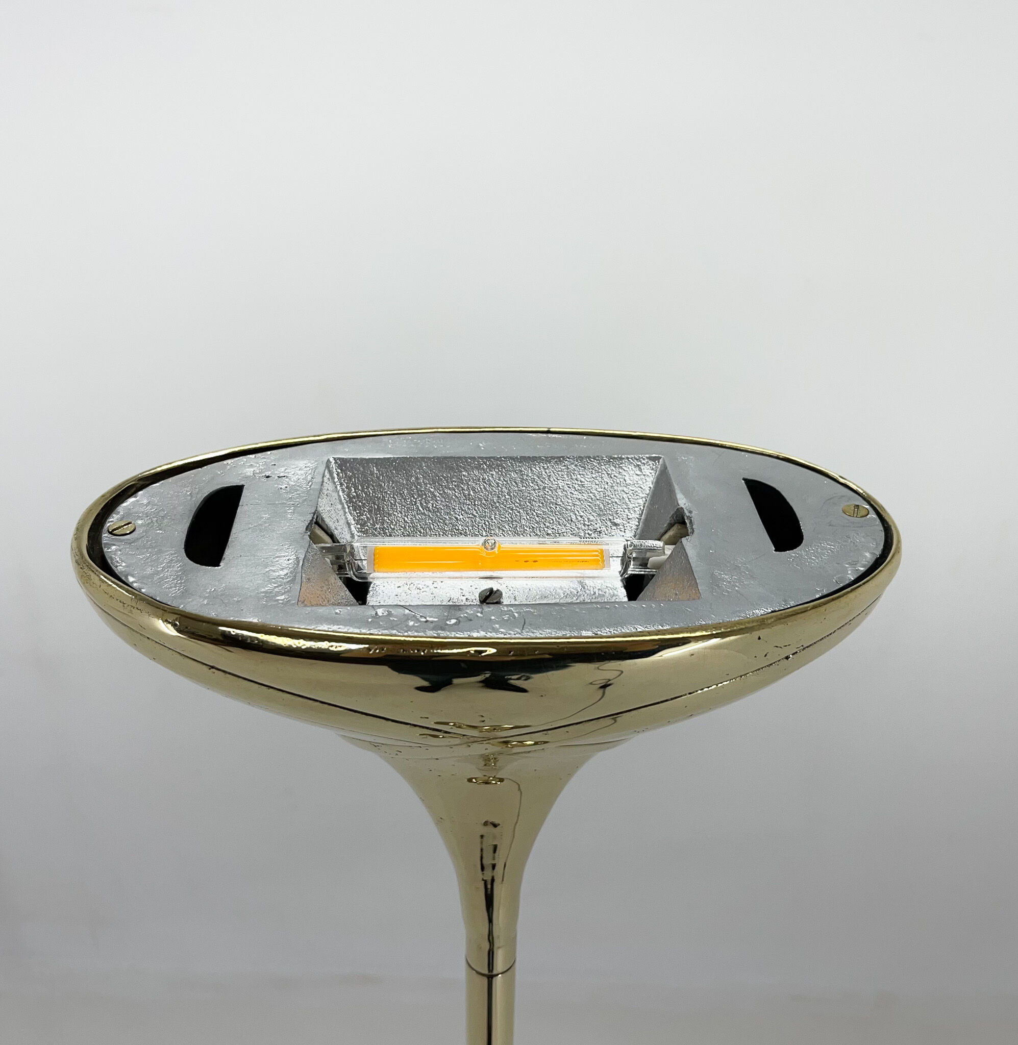 Italian tall all brass torchiere floor lamp, marked