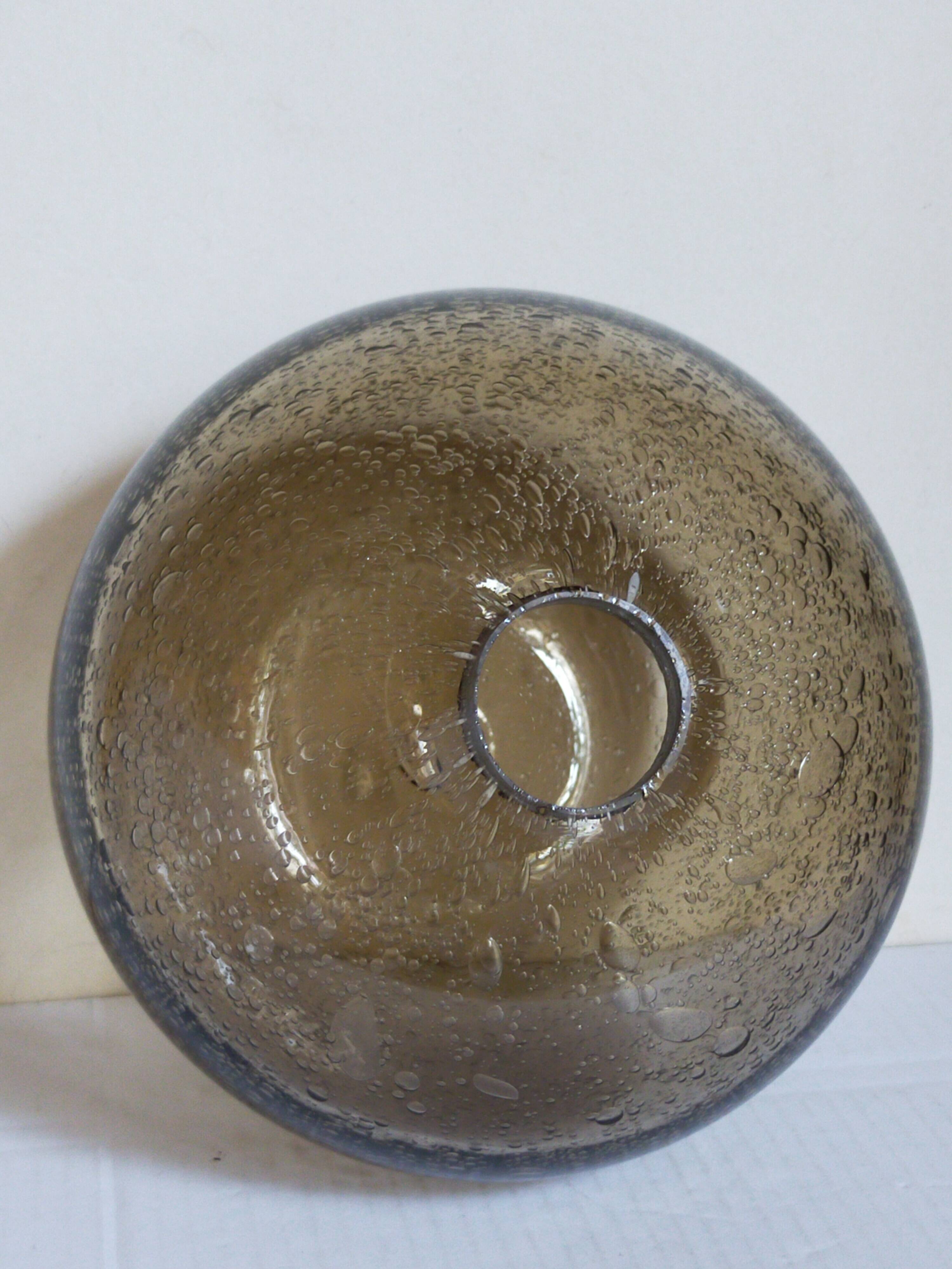 Vintage bubble-blown glass ball vase from riom france