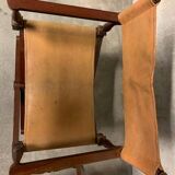 Pair of folding armchairs with leather seats