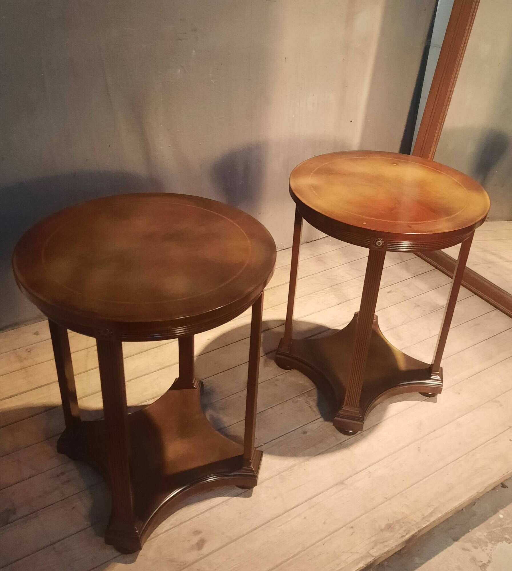 Pair of circular side tables.