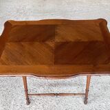 Folding side table in turned wood and marquetry circa 30's/40's
