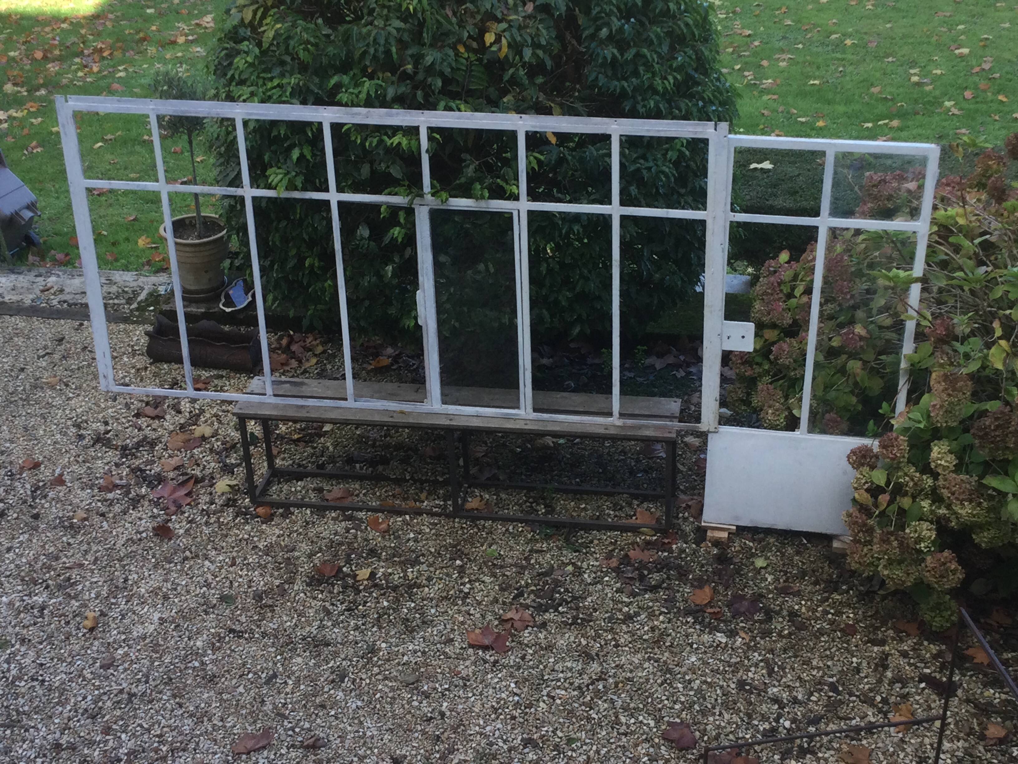 Old glass roof with door and window