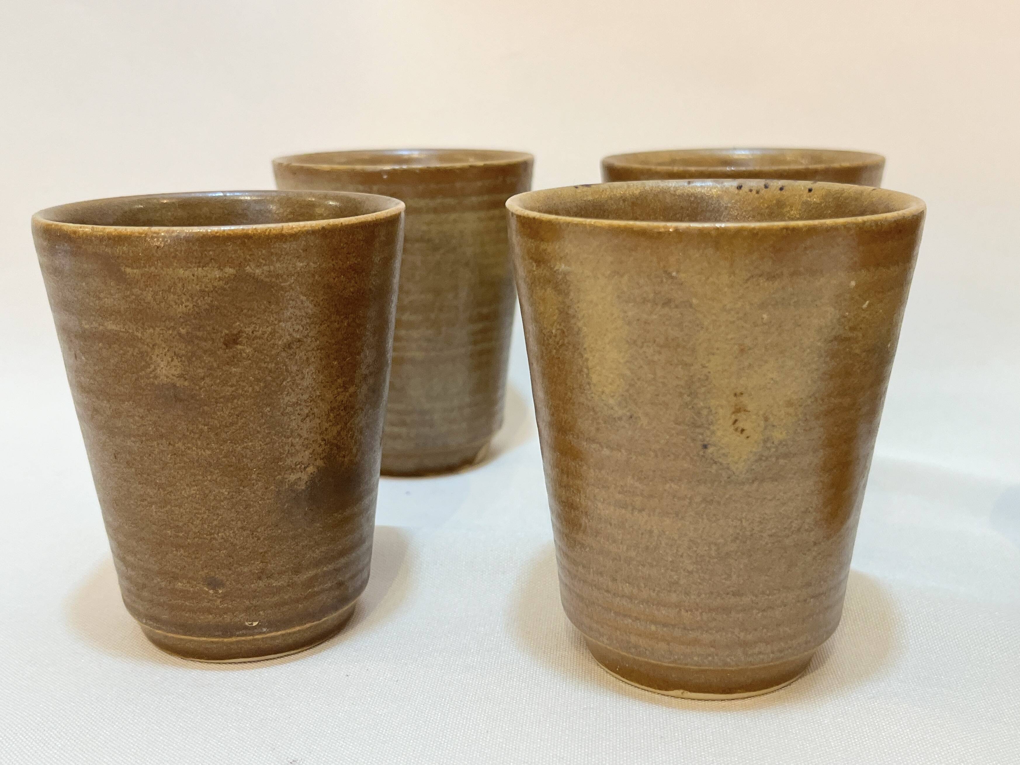 Set de 6 verre gobelets Digouin en grès beige marron