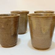 Set of 6 Digouin tumblers in beige brown stoneware