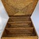Vintage woven rattan storage box with compartments
