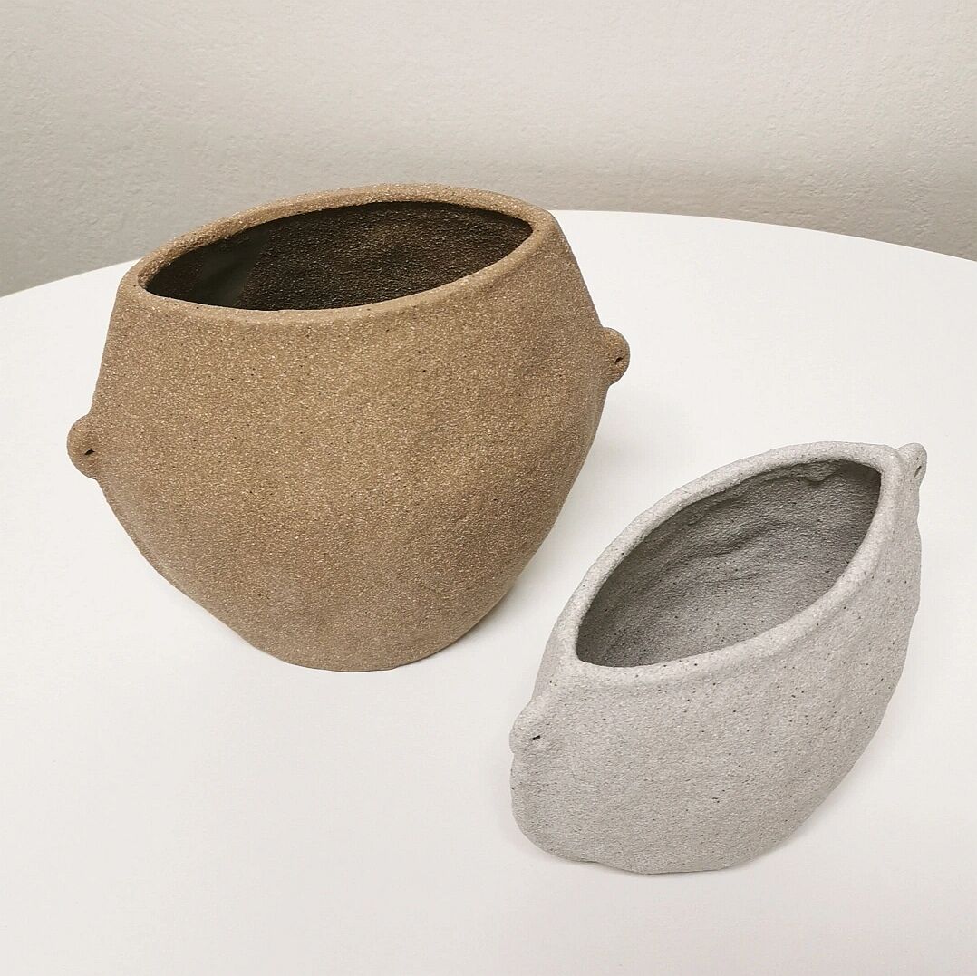 Pair of organic ceramic vases