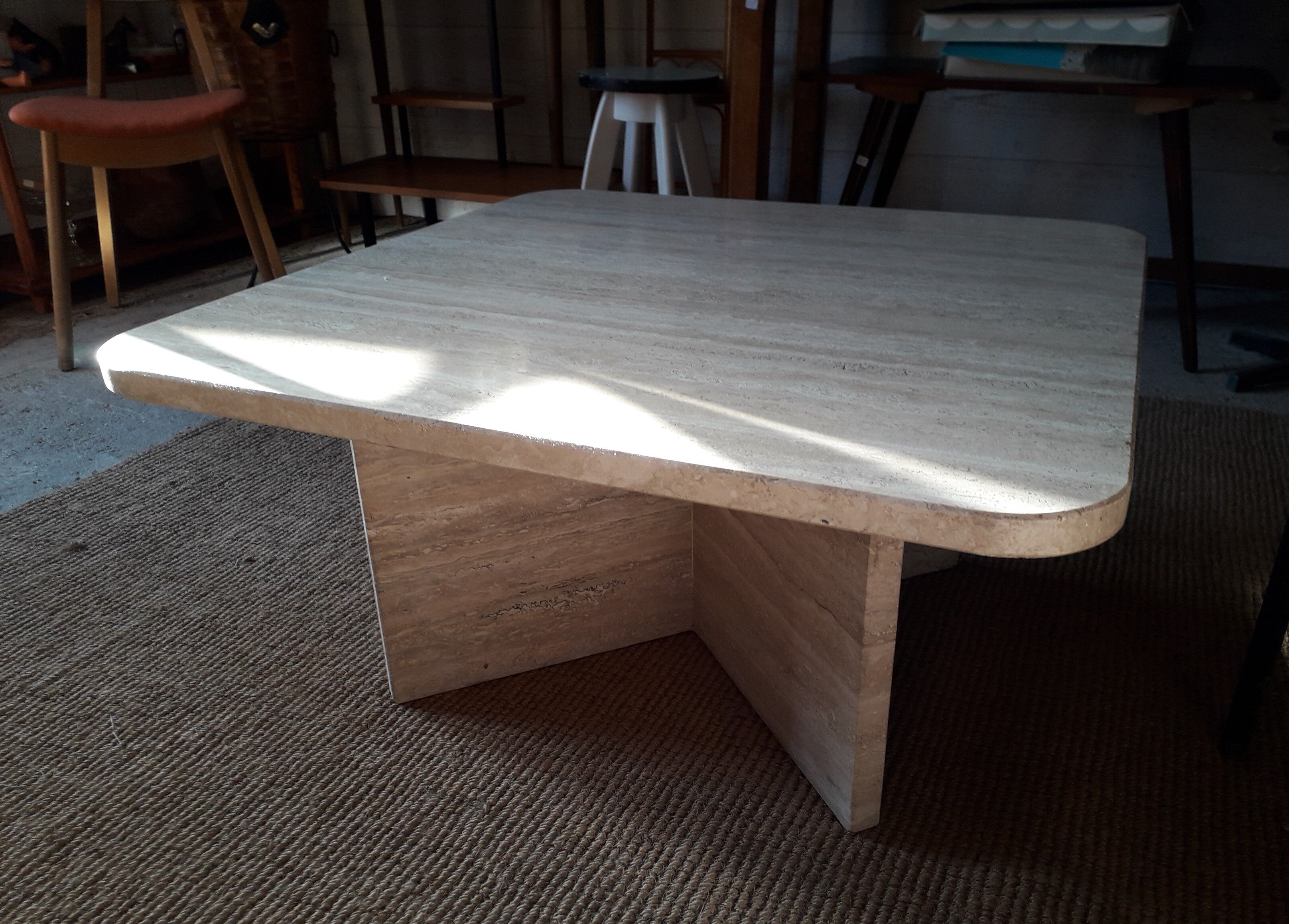 Travertine coffee table