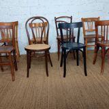 Set of 8 mismatched vintage bistro chairs