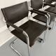 Lot of 5 tubular metal leather chairs, Bauhaus design, vintage 1970s.