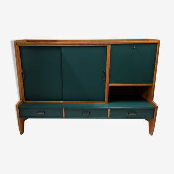 Vintage wooden & green bookcase