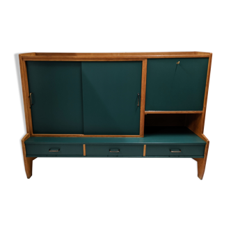 Vintage wooden & green bookcase