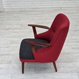 1960s, Danish designed armchair, reupholstered, furniture wool.