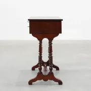 Louis Philippe Side Table with Two Drawers and Turned Twin Legs, France, 18
