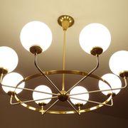 Suspension XXL Vintage Italy, 50s, Brass and Glass