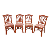 4 chaises bambou et cuir Roche Bobois 1960