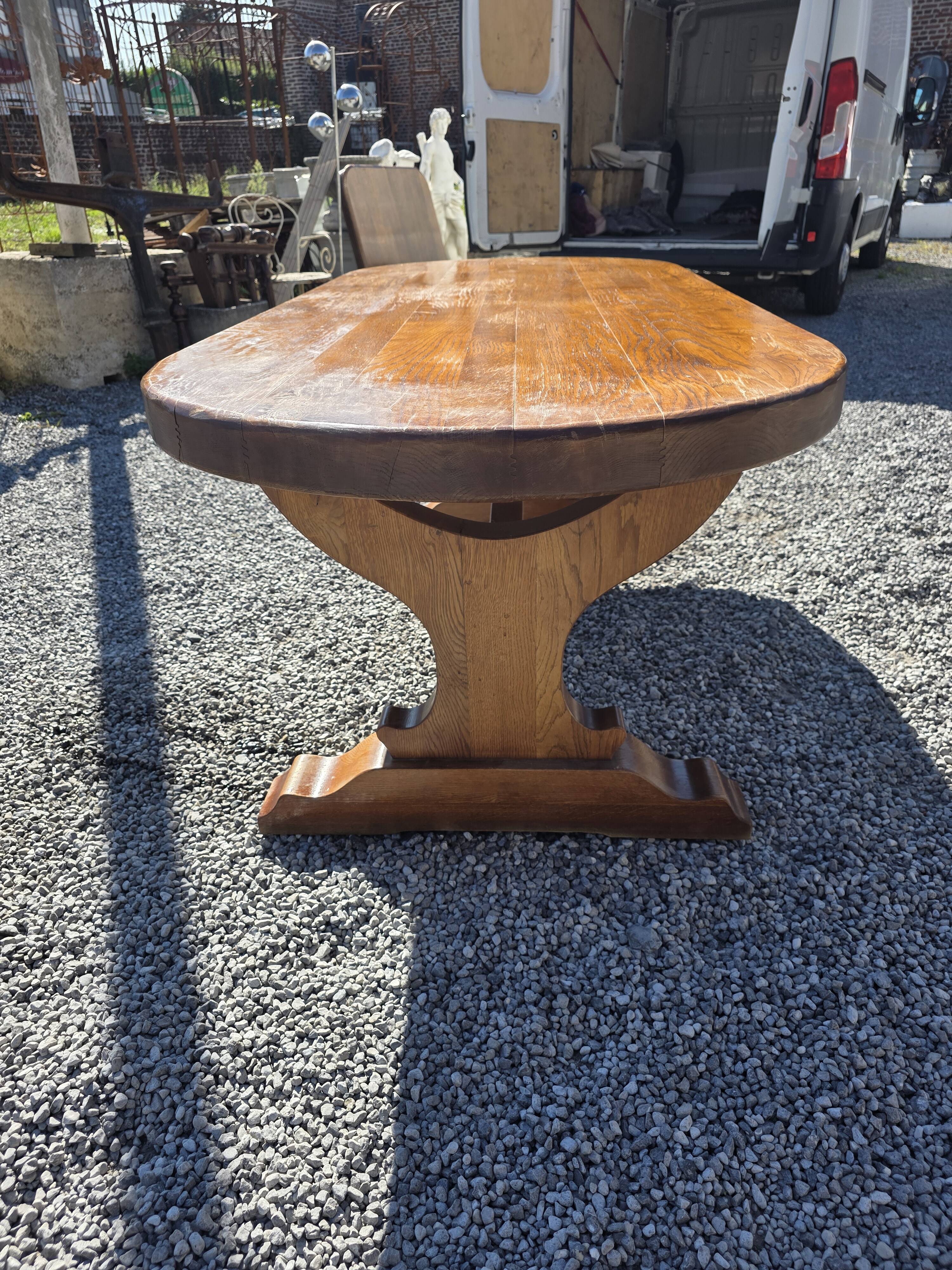 Solid oak farmhouse table, 220×90cm