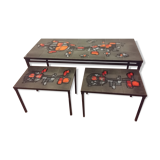 Tables basses gigognes vintage en ceramique signées adri style capron