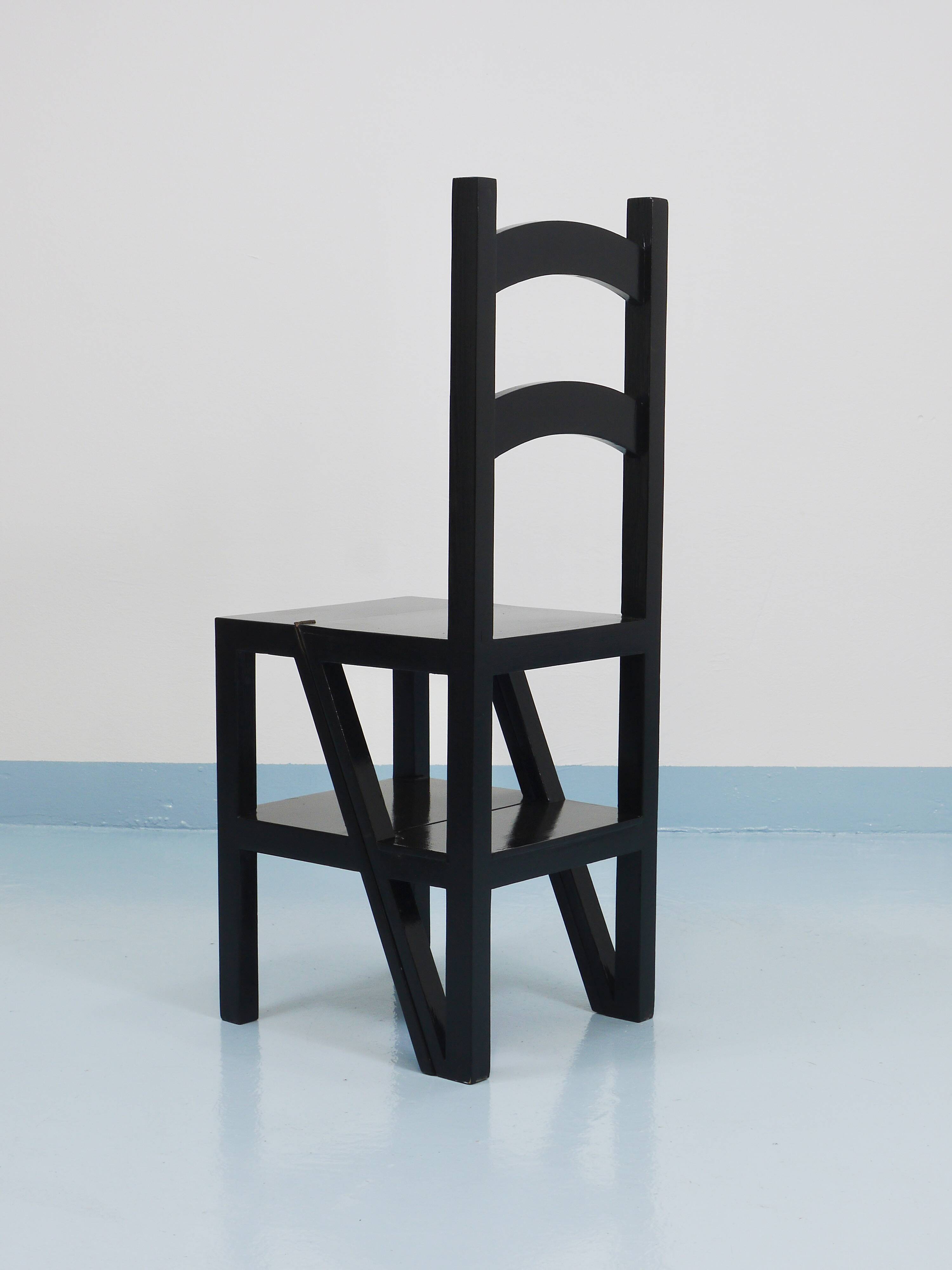 Black Metamorphic Library Steps Folding Ladder Chair, Germany, 1970s