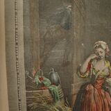 Engraving by Choffard "The Badly Guarded Girl"